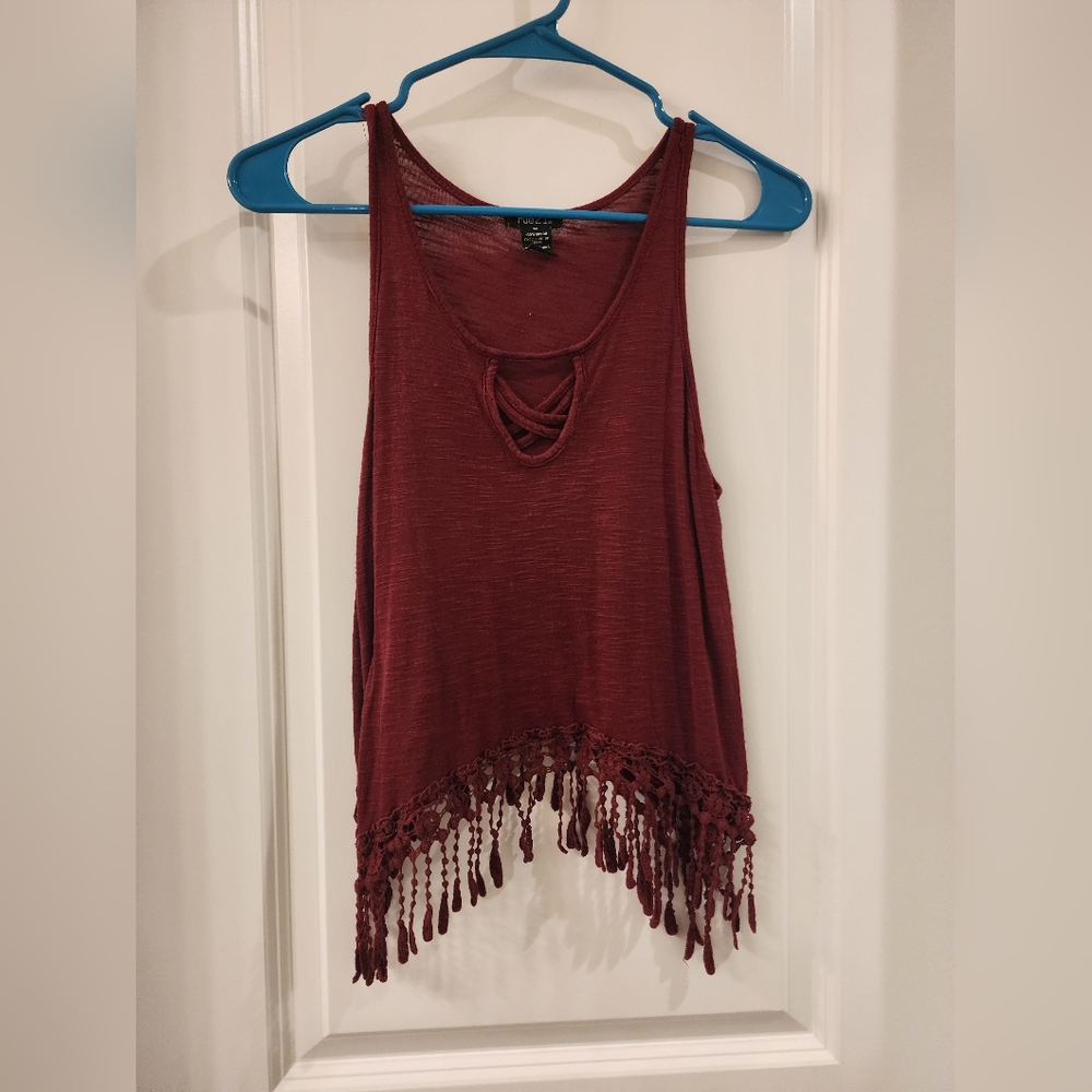 Maroon Crochet Boho Crop Top